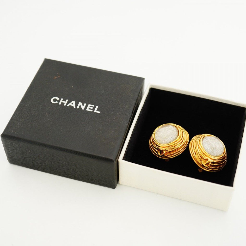 Chanel Earrings Vintage CC Logo Round — view 6