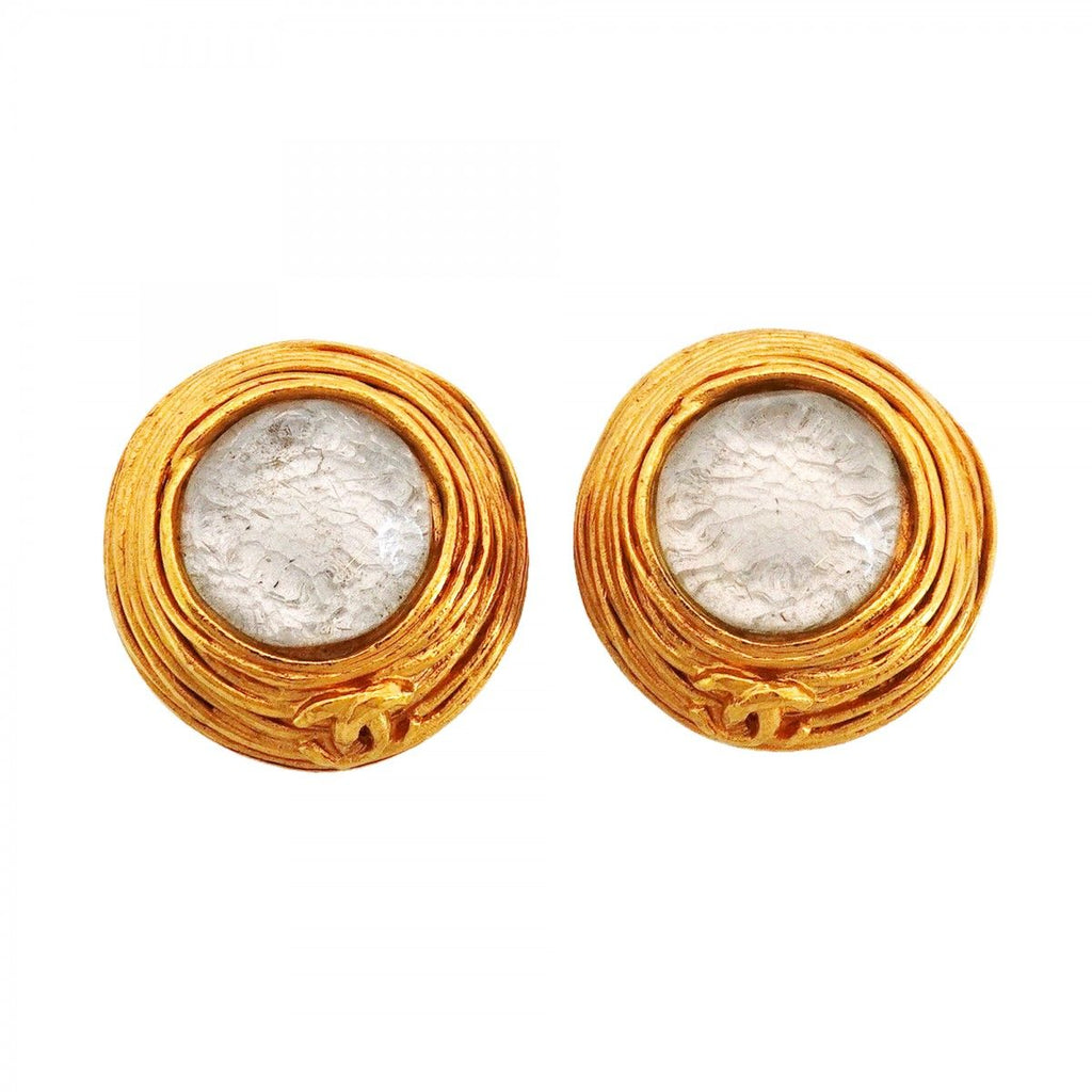 Chanel Earrings Vintage CC Logo Round