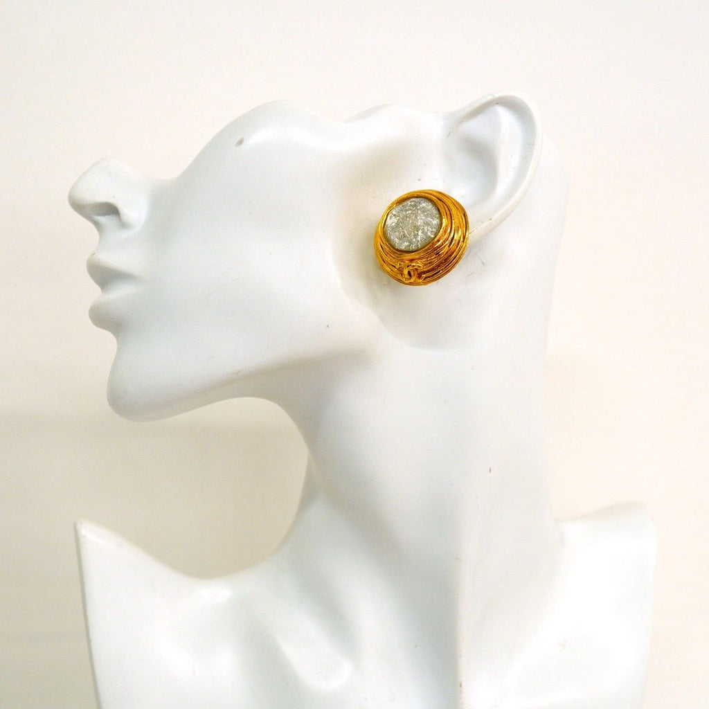 Chanel Earrings Vintage CC Logo Round — view 5