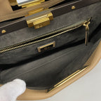 Fendi Handbag Peekaboo Leather Beige Gold 2-Way — view 4
