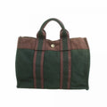 Hermes Handbag Fourre Tout PM Canvas Black Bordeaux Silver