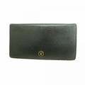 Chanel Wallet Coco Button Leather Black Champagne Gold