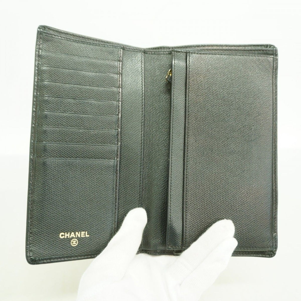 Chanel Wallet Coco Button Leather Black Champagne Gold — view 3