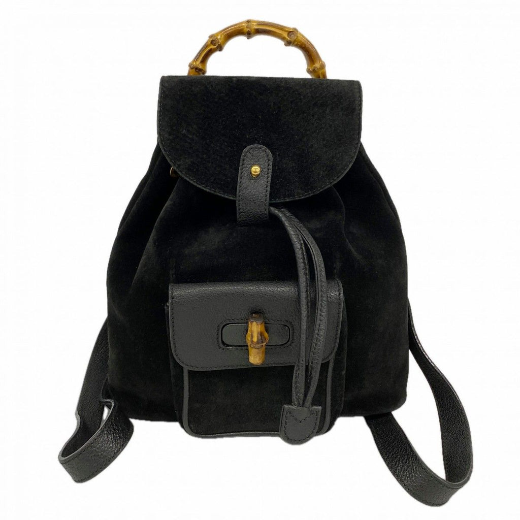 Gucci Backpack Suede Black Gold