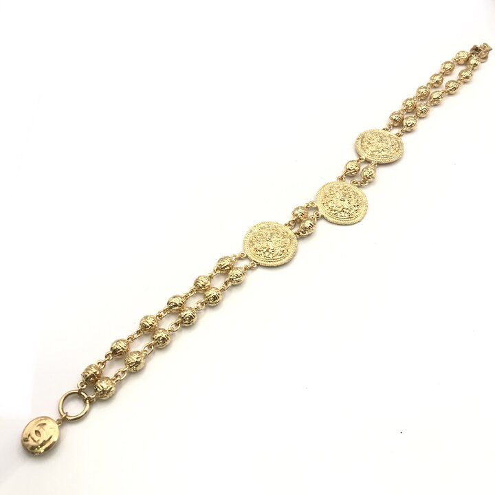 Chanel CC Logo Coin Large Necklace Choker Gold — view 6