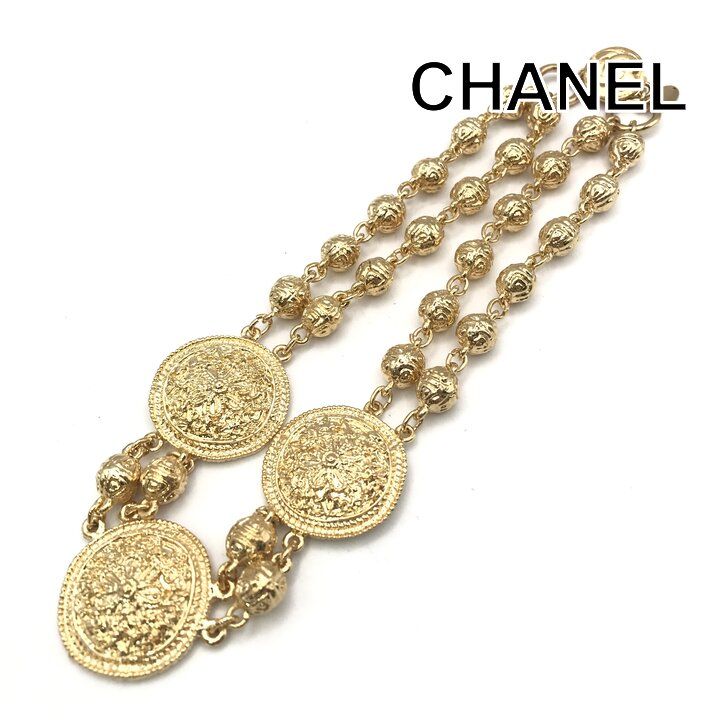 Chanel CC Logo Coin Large Necklace Choker Gold