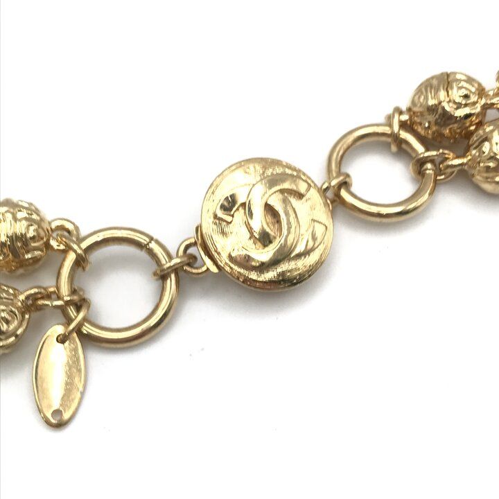 Chanel CC Logo Coin Large Necklace Choker Gold — view 3
