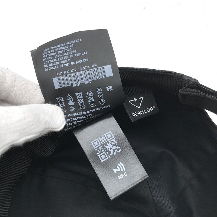 Prada Saffiano Nylon Baseball Cap Hat Black — view 9