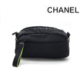 Chanel Sports Line Nylon Pouch Case Black Neon Light Green Clutch Second