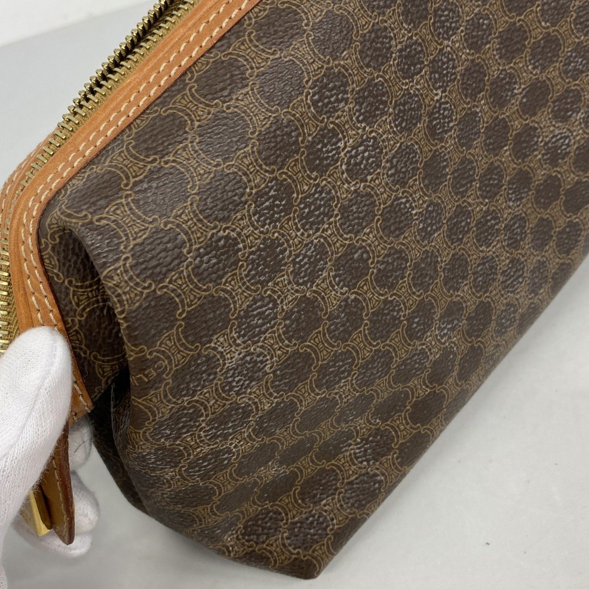 Celine Pouch Macadam Brown Gold — view 8