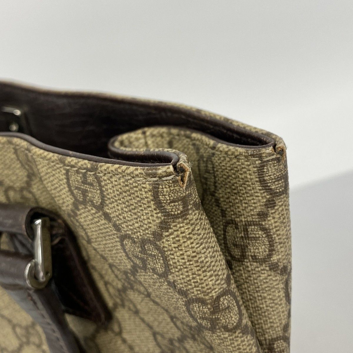 Gucci Tote GG Supreme Brown Silver — view 7
