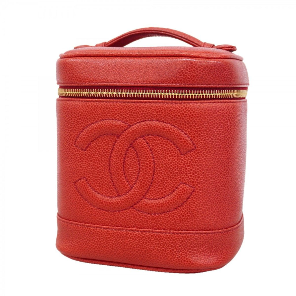 Chanel Vanity Bag Caviar Leather Red Gold