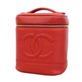 Chanel Vanity Bag Caviar Leather Red Gold