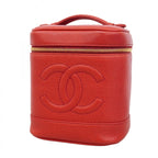 Chanel Vanity Bag Caviar Leather Red Gold