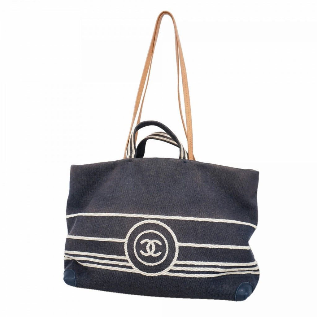 Chanel Handbag Denim Navy Silver 2-Way