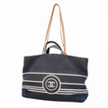 Chanel Handbag Denim Navy Silver 2-Way