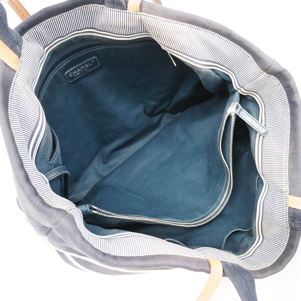 Chanel Handbag Denim Navy Silver 2-Way — view 4