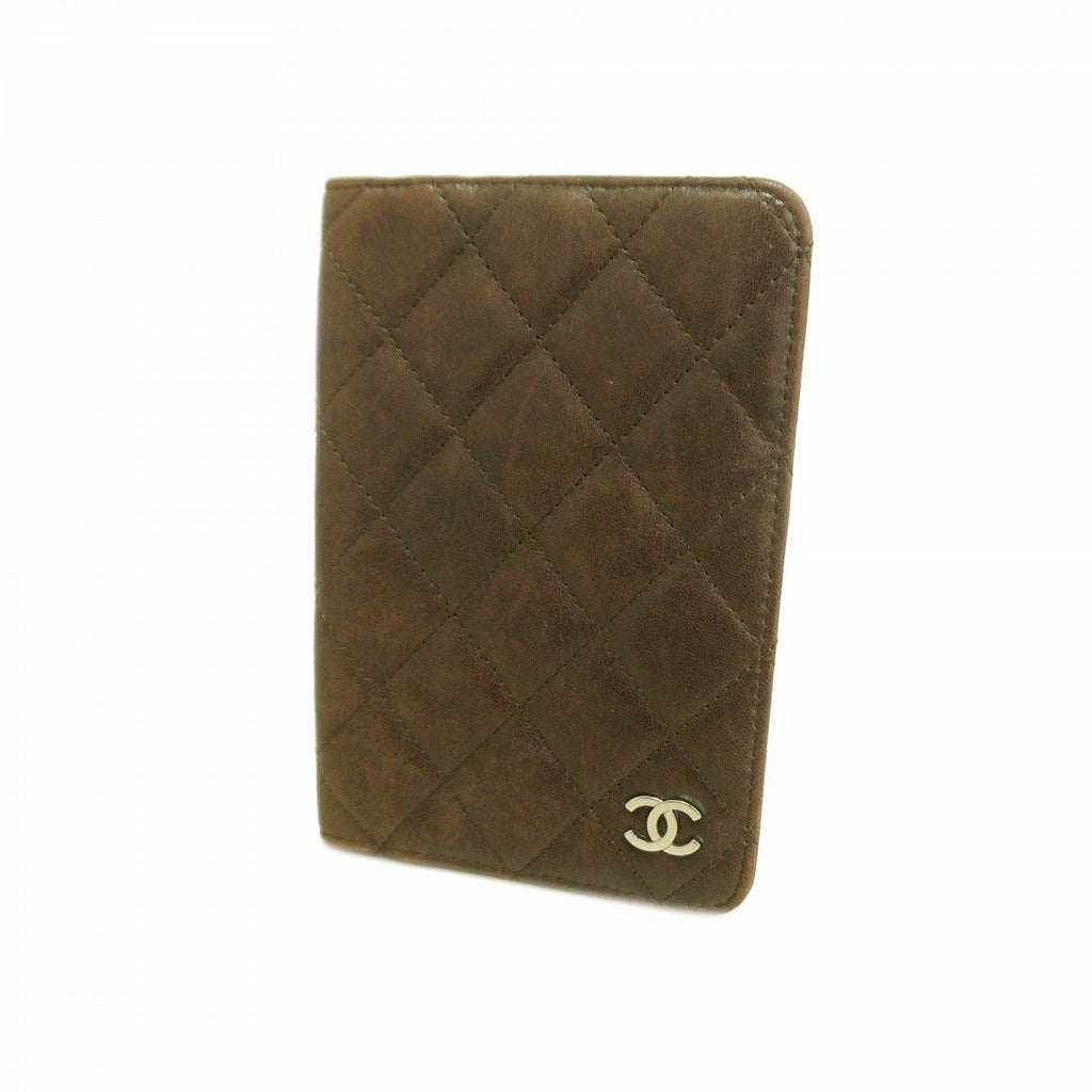 Chanel Notebook Cover Quilted Lambskin Dark Brown Silver Agenda