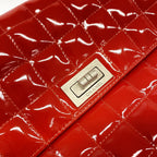 Chanel Shoulder Bag 2.55 Choco Bar Patent Leather Red Silver — view 8
