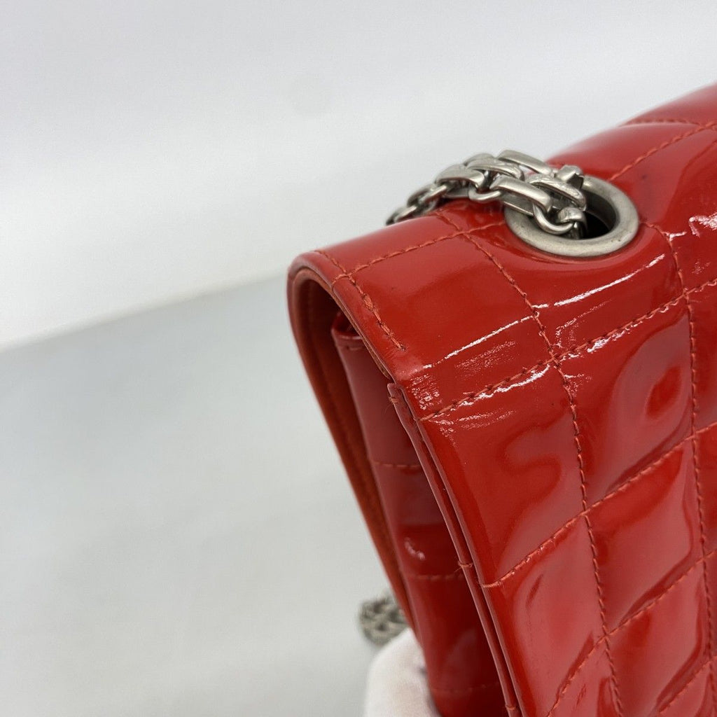 Chanel Shoulder Bag 2.55 Choco Bar Patent Leather Red Silver — view 6