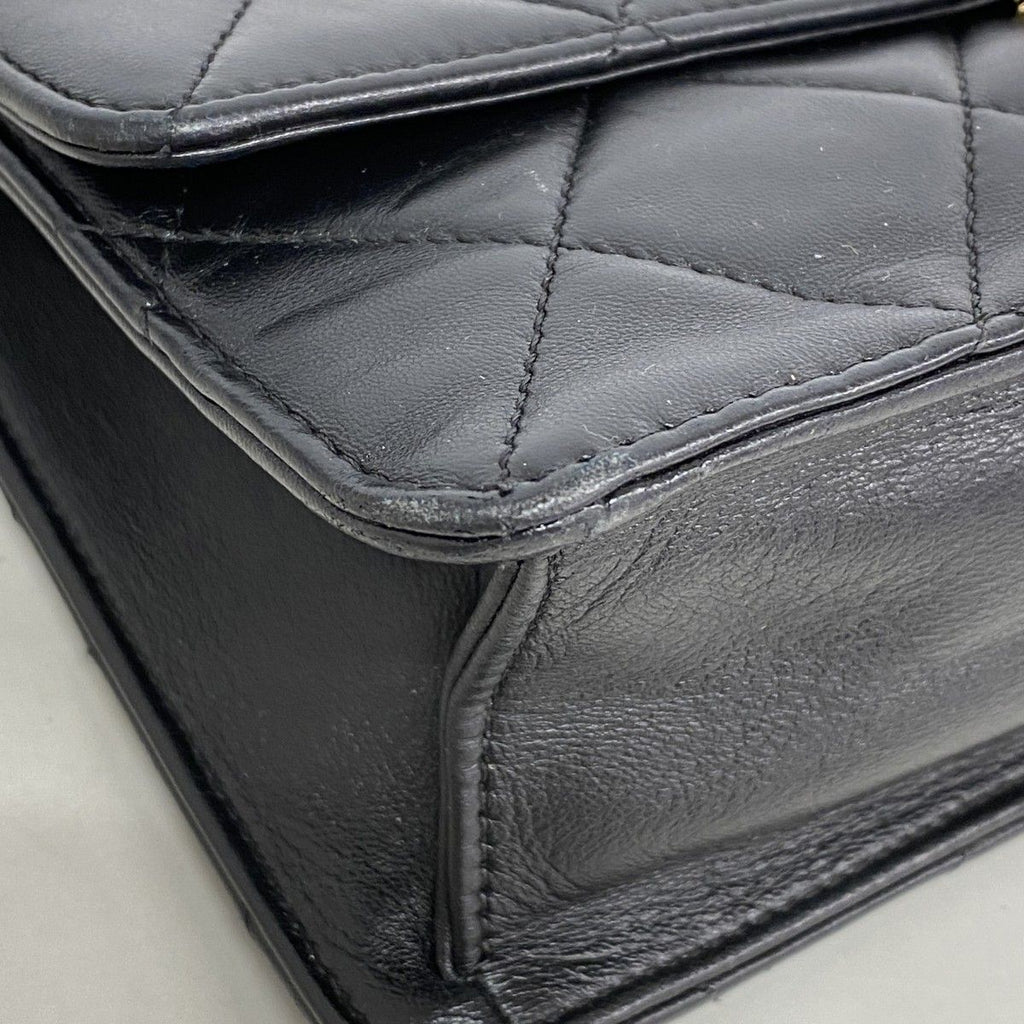 Chanel Shoulder Bag Quilted Lambskin Black Gold — view 6