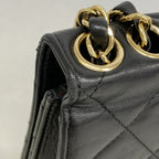 Chanel Shoulder Bag Quilted Lambskin Black Gold — view 7