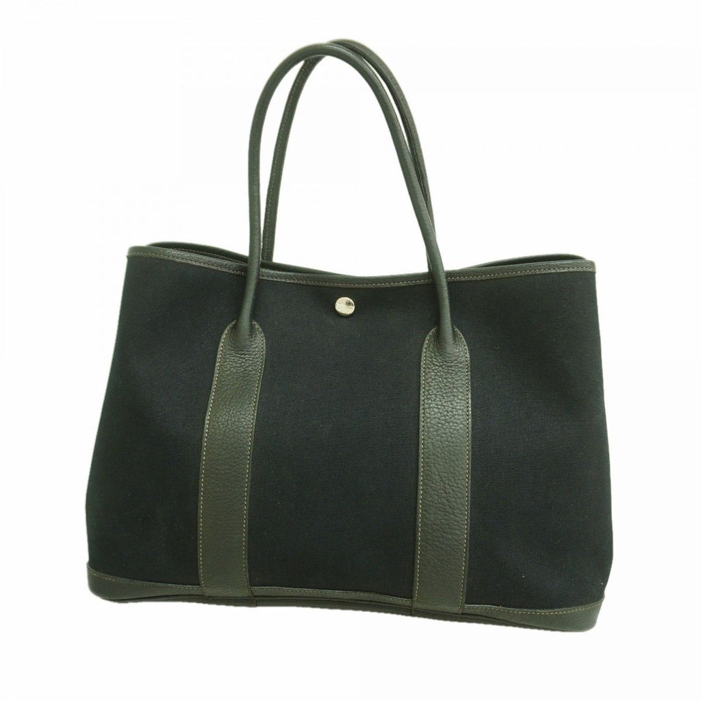 Hermes Tote Garden Party PM Toile Officier Black Silver
