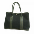 Hermes Tote Garden Party PM Toile Officier Black Silver