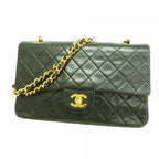 Chanel Shoulder Bag Quilted Lambskin Black Gold