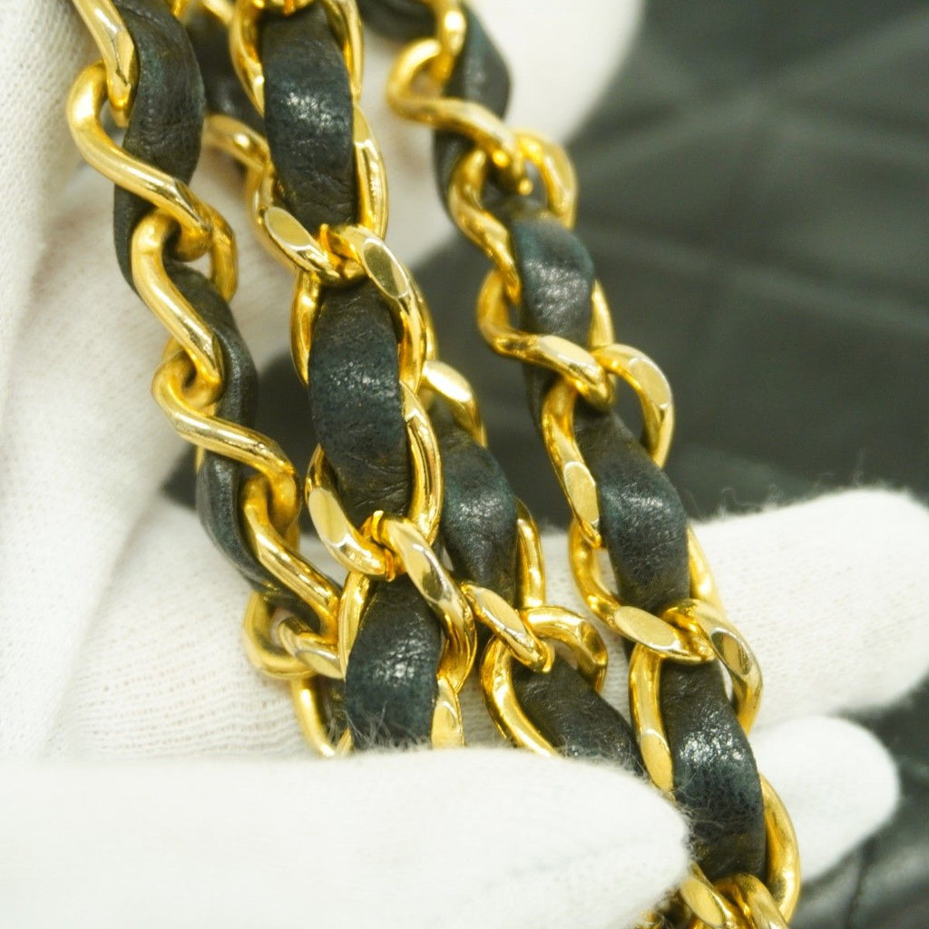 Chanel Shoulder Bag Quilted Lambskin Black Gold — view 9