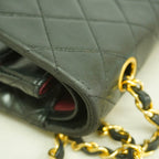 Chanel Shoulder Bag Quilted Lambskin Black Gold — view 8