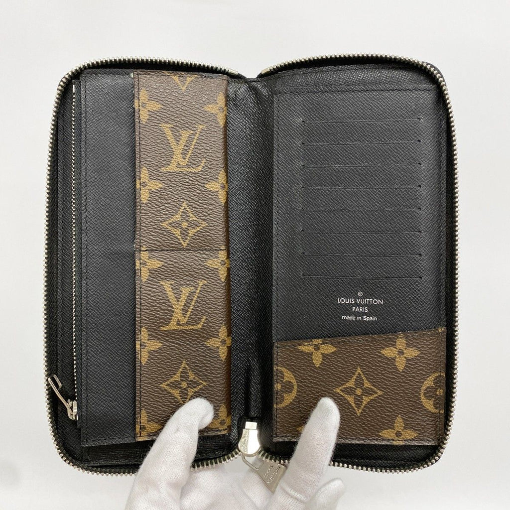 Louis Vuitton Wallet Monogram Macassar Zippy Vertical Brown Black — view 3