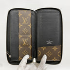 Louis Vuitton Wallet Monogram Macassar Zippy Vertical Brown Black — view 3
