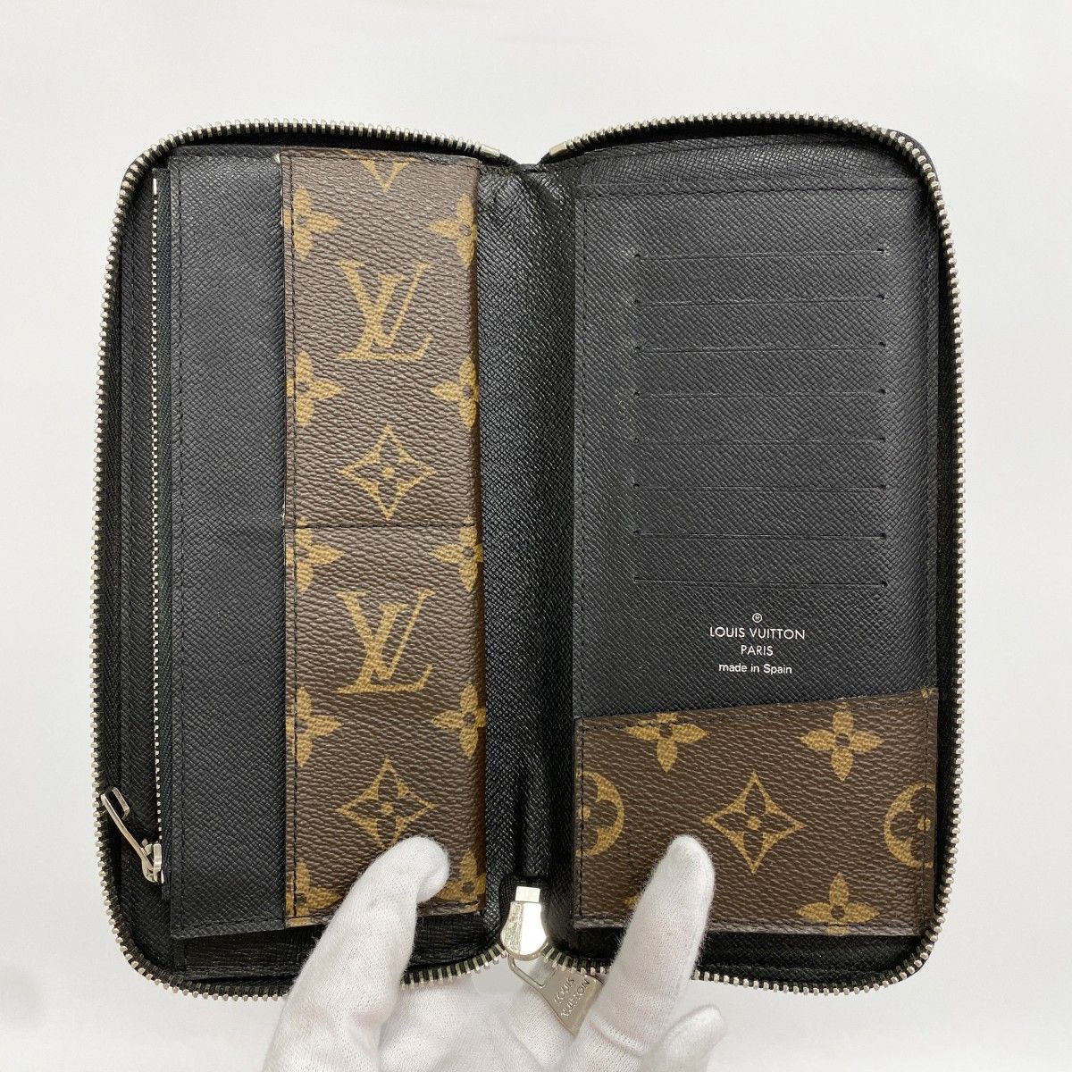 Louis Vuitton Wallet Monogram Macassar Zippy Vertical Brown Black — view 3