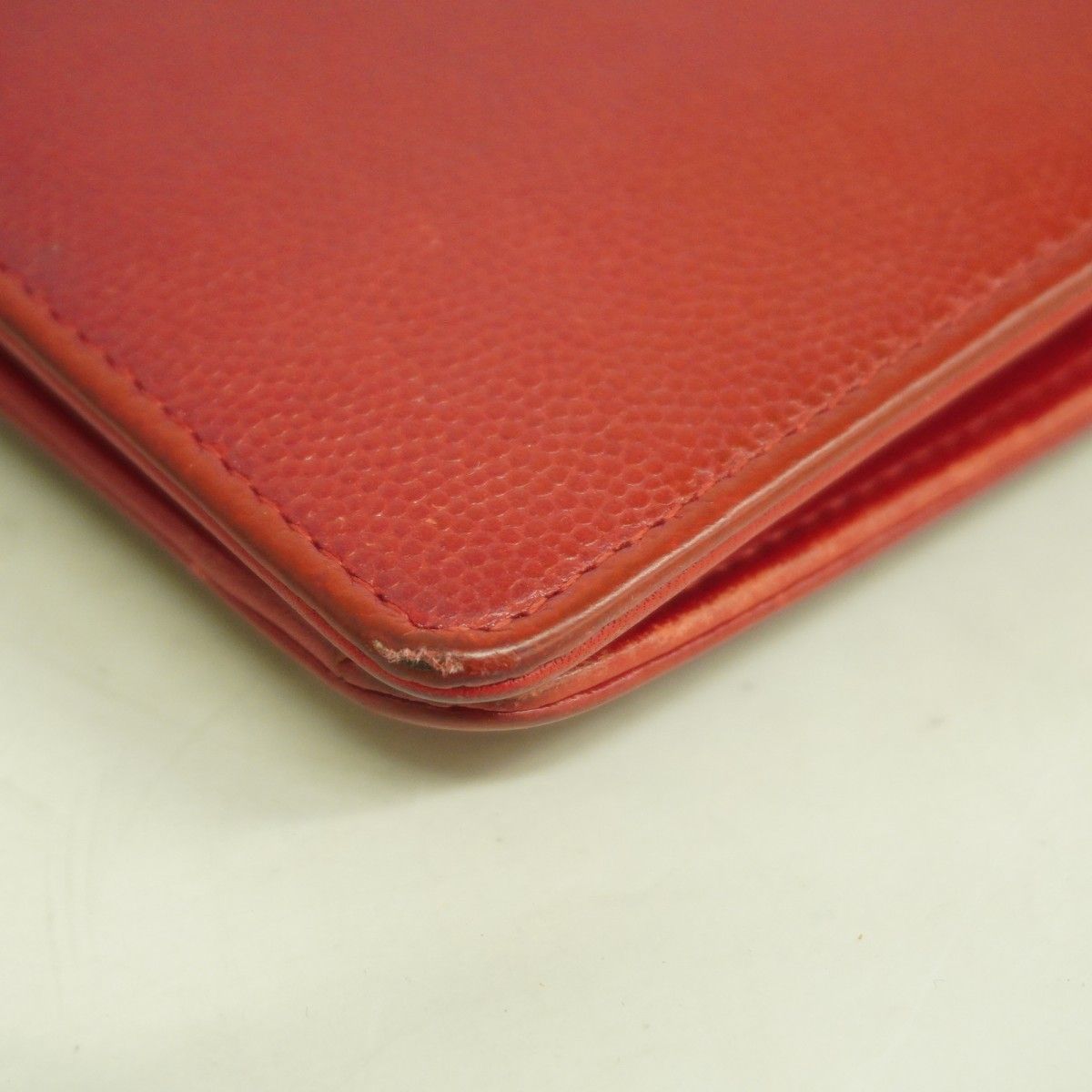 Chanel Wallet Caviar Leather Red Silver — view 5