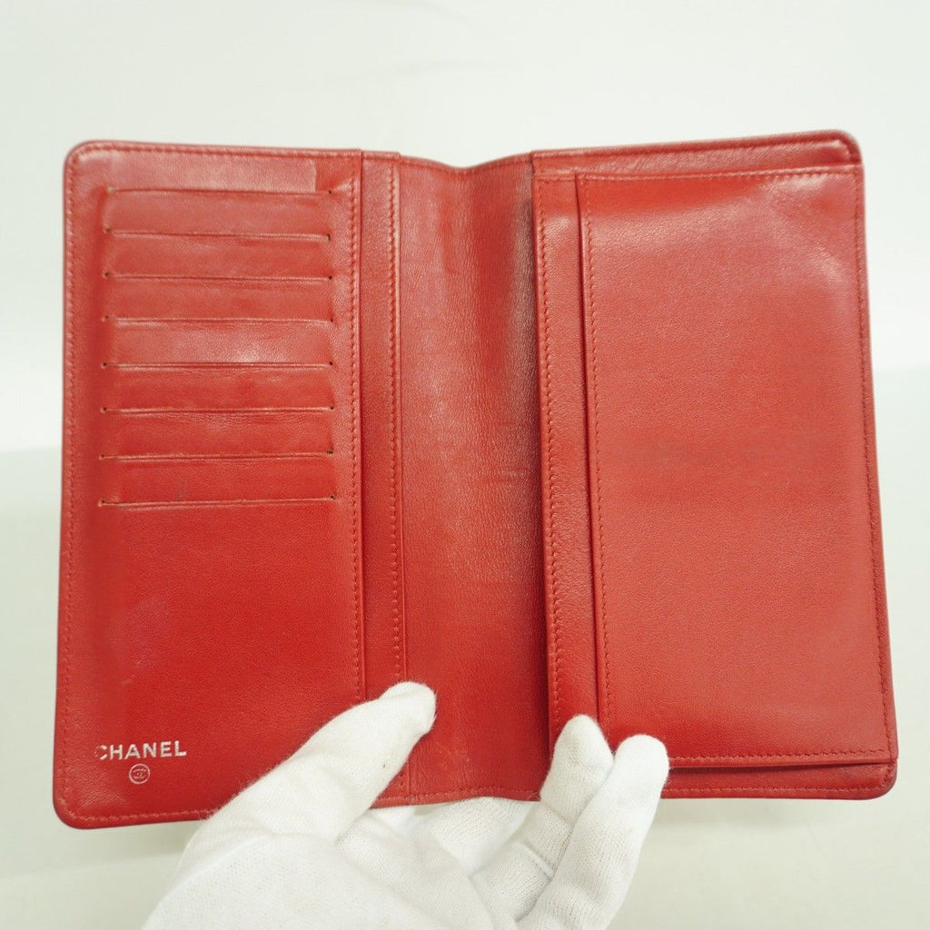 Chanel Wallet Caviar Leather Red Silver — view 3