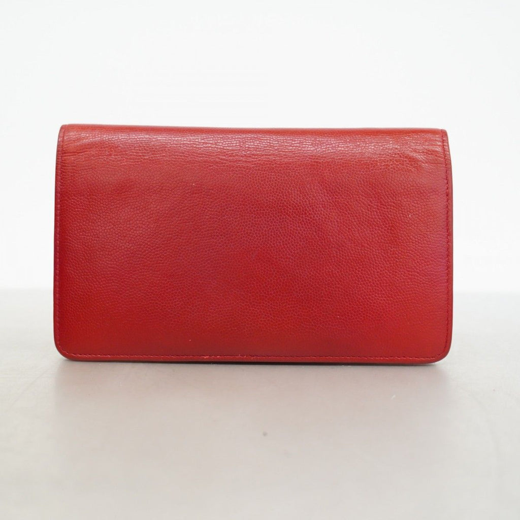 Chanel Wallet Caviar Leather Red Silver — view 9