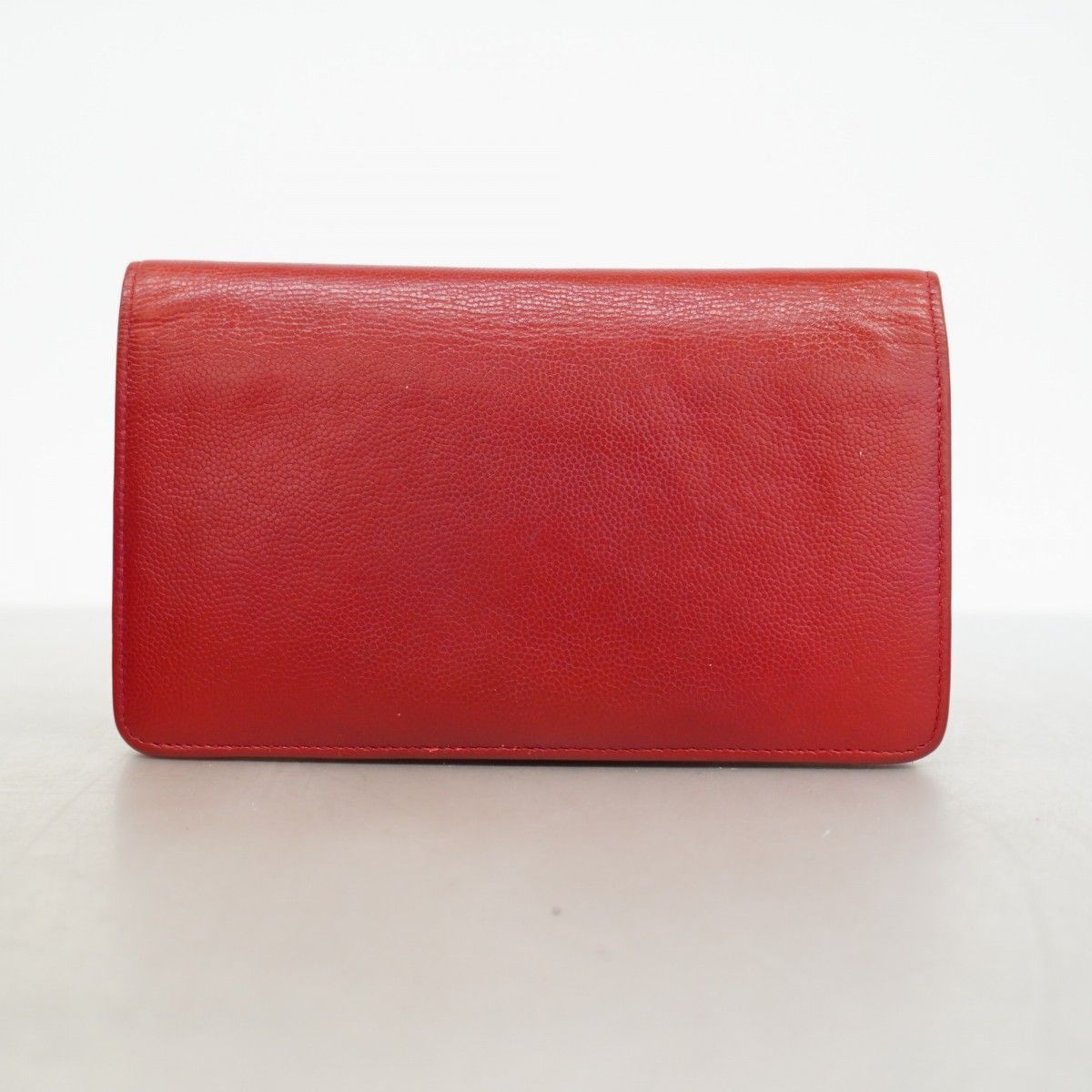 Chanel Wallet Caviar Leather Red Silver — view 9