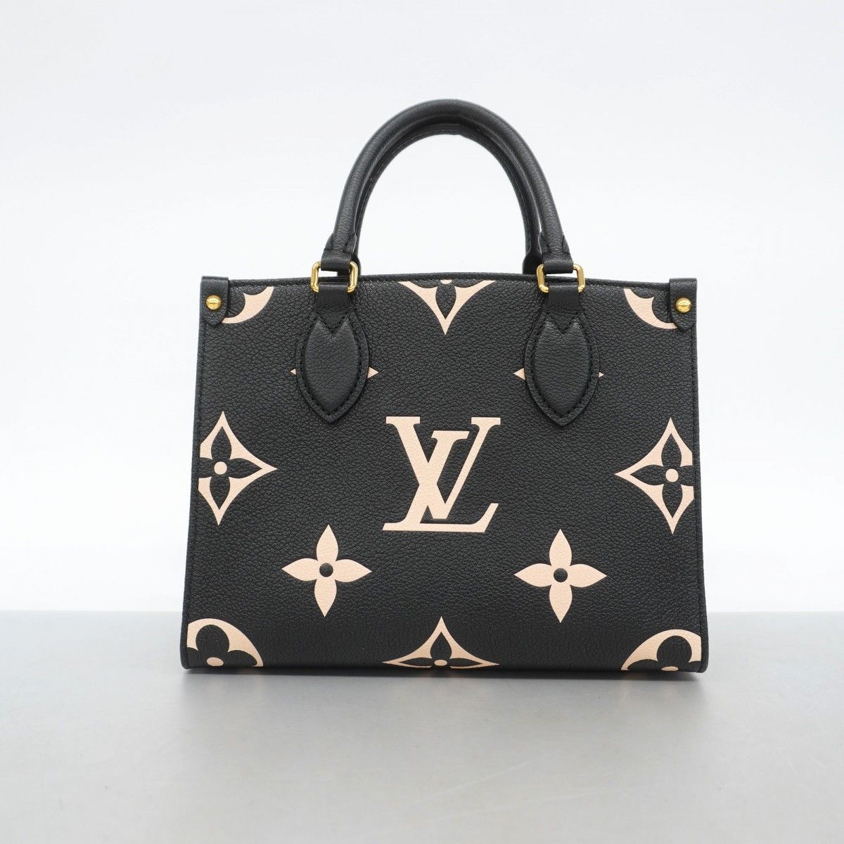 Louis Vuitton Handbag Monogram Empreinte Bicolor On The Go PM Black Beige — view 8