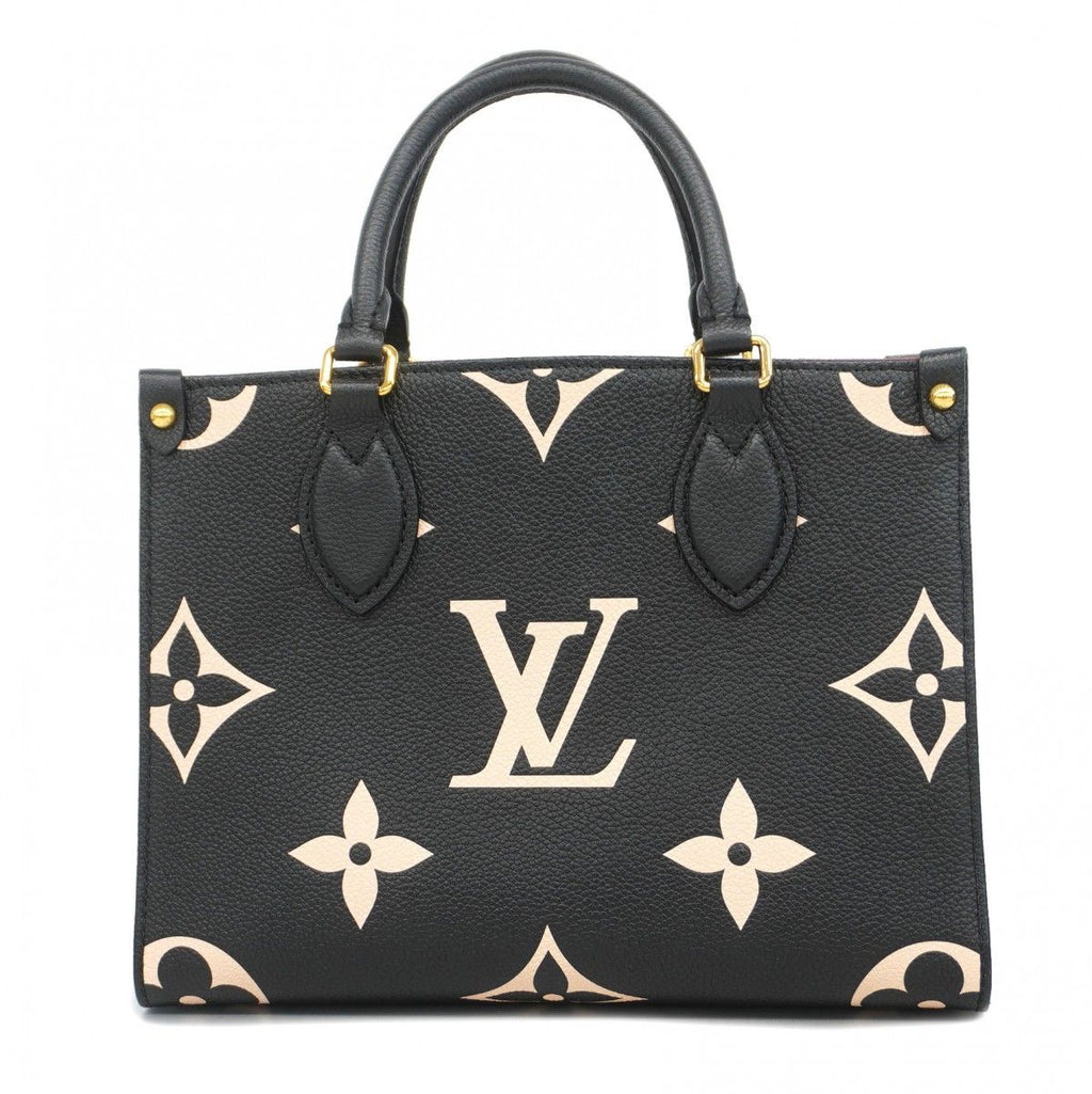 Louis Vuitton Handbag Monogram Empreinte Bicolor On The Go PM Black Beige