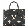 Louis Vuitton Handbag Monogram Empreinte Bicolor On The Go PM Black Beige