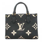 Louis Vuitton Handbag Monogram Empreinte Bicolor On The Go PM Black Beige