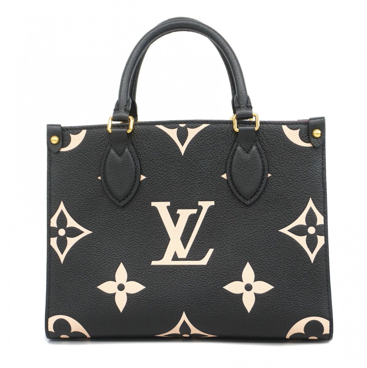 Louis Vuitton Handbag Monogram Empreinte Bicolor On The Go PM Black Beige
