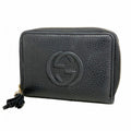 Gucci Coin Case Soho Leather Black Champagne Gold