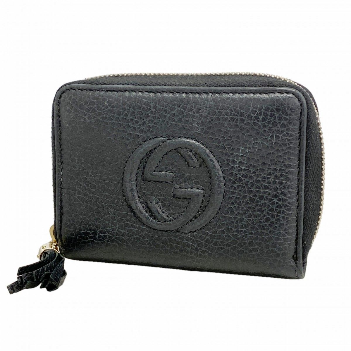 Gucci Coin Case Soho Leather Black Champagne Gold