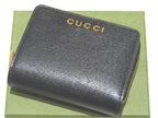 Gucci Script Mini Wallet Bifold Black Leather Gold Logo