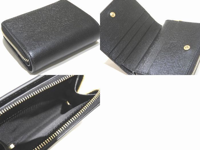 Gucci Script Mini Wallet Bifold Black Leather Gold Logo — view 2