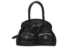 Dior Handbag Leather Black Silver