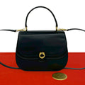 Gucci Vintage Horse Shoe Leather 2-Way Shoulder Bag Black