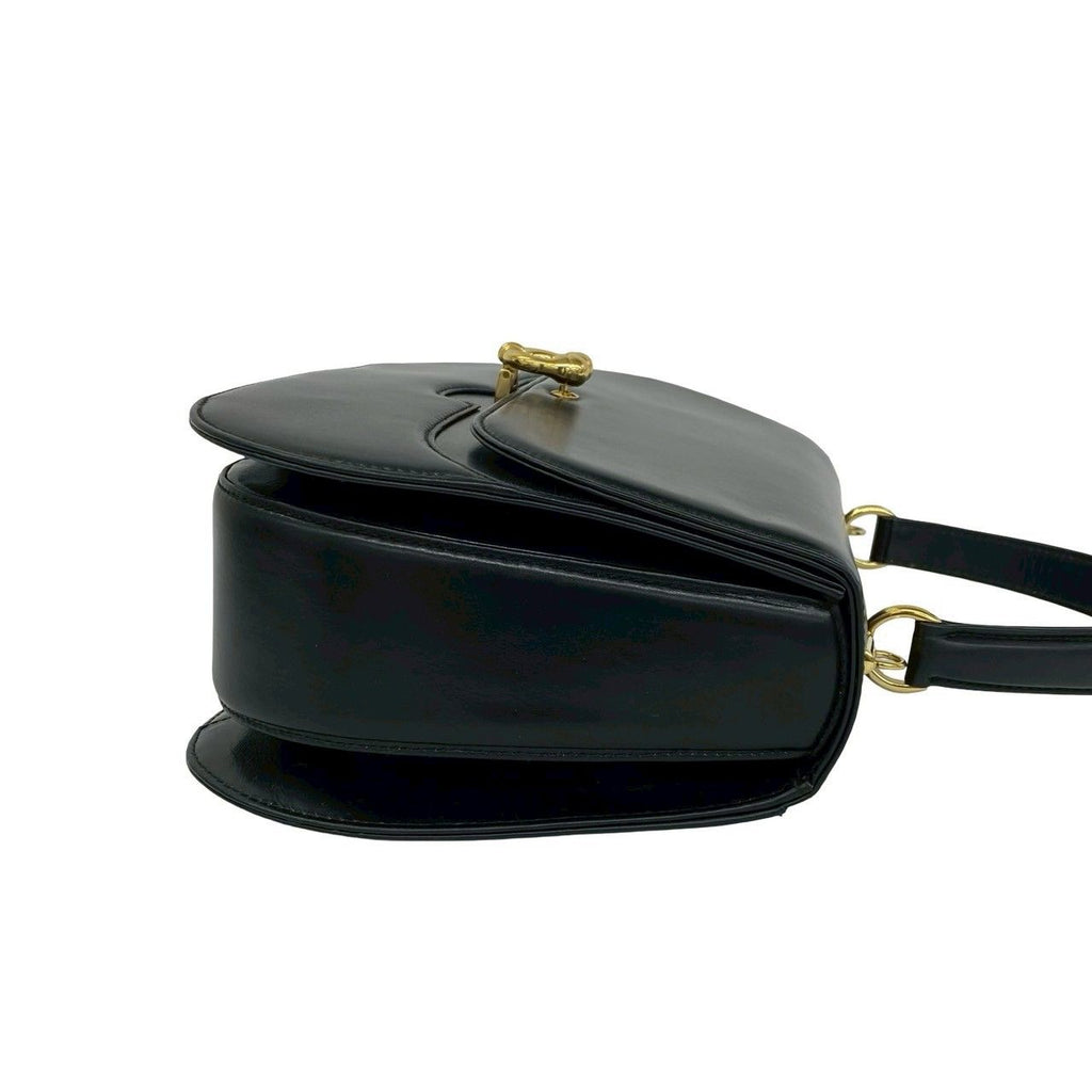 Gucci Vintage Horse Shoe Leather 2-Way Shoulder Bag Black — view 6